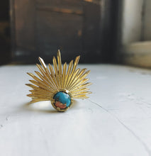 Load image into Gallery viewer, Sun Goddess Ring with Copper Oyster Turquoise