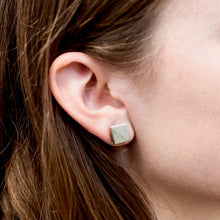 Load image into Gallery viewer, Gold Square Concrete Earrings