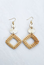 Load image into Gallery viewer, Xuan 16K Gold-Plated Brass Buffalo Horn & Rattan/Wicker Geo Statement Earrings