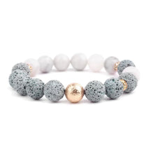 Load image into Gallery viewer, Lava Stone Essential Oil Bracelet - Agate Gold