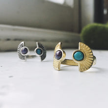 Load image into Gallery viewer, Two Stone Turquoise Boho Sunburst Ring