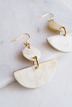 Load image into Gallery viewer, Yang Bay 16K Gold Plated White Buffalo Horn Minimal Statement Earrings