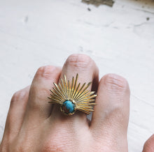Load image into Gallery viewer, Sun Goddess Ring with Copper Oyster Turquoise
