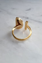 Load image into Gallery viewer, Ve Tinh 16K Gold-Plated Brass Buffalo Horn Crescent and Bar Ring