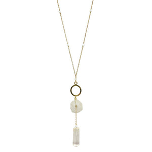 Solar Quartz + Crystal Y Necklace