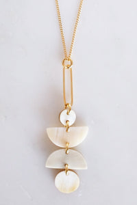 Ha Giang Geometric Buffalo Horn Long Pendant Necklace