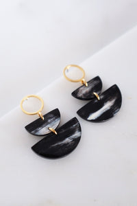 Saigon II Geo Buffalo Horn Post Dangle Earrings