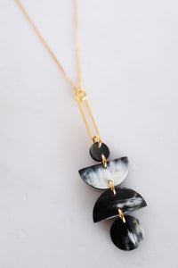 Ha Giang Geometric Buffalo Horn Long Pendant Necklace