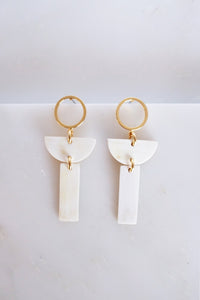 Con Dao II Geo Buffalo Horn Post Dangle Earrings