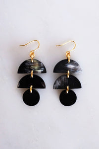 Cat Ba Crescent Drop Buffalo Horn Dangle Earrings