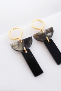 Con Dao II Geo Buffalo Horn Post Dangle Earrings