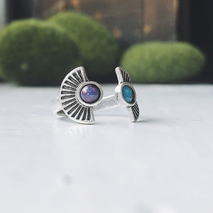 Two Stone Turquoise Boho Sunburst Ring